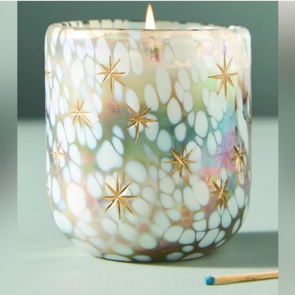 Anthropologie Other - Anthropologie Festive Woody Winter Woods & Vanilla Gilded Glass Jar Candle NIB